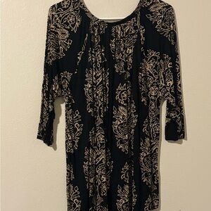 Lucky Brand Black and Tan Patterned Dress